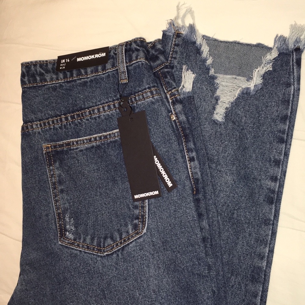 Ripped hem midrise jeans